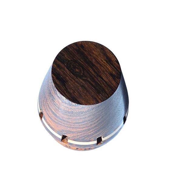 Handmade Toothpick Holder of Marquetry Pieced and Turned Wood - Picture 5 of 8